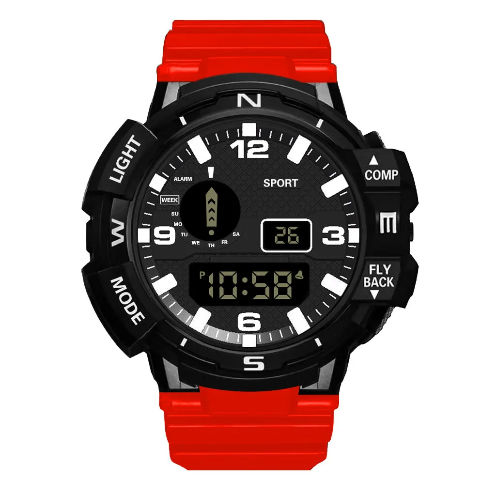 Red Relogio curren relogio masculino honhx роскошный для мужчин s цифровой светодиодный часы Дата спортивные мужские уличные электронные часы reloj mujer - Color: Red