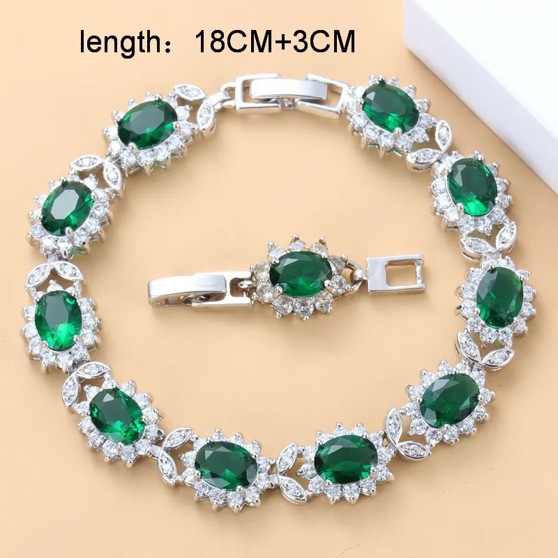 Bridal Jewelry Sets Crystal Jewelry Sets Fine Sunflower Green Zircon 925 Silver Bridal Clip Earrings Necklace Bracelet And Ring For Women /Girl Gift