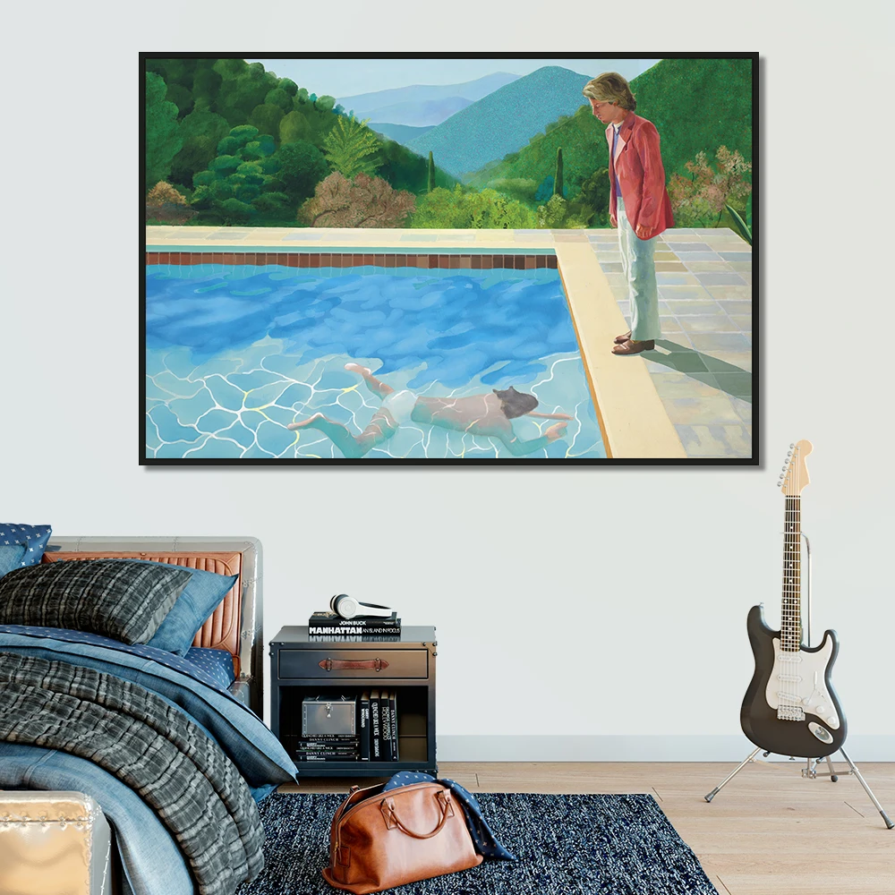 David Hockney Pool с двумя фигурами Картина на холсте плакаты принты квадратные картины