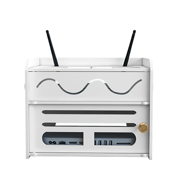 Caja de almacenamiento de enrutador WiFi, cubierta de enrutador de módem,  estante de plástico, tira de alimentación, gestión de cables, soporte  organizador de escritorio de oficina - AliExpress