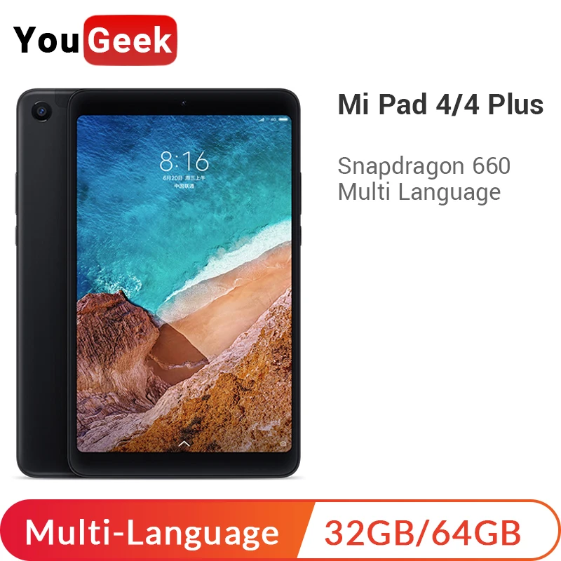 

Xiaomi Mi Pad 4 MiPad 4 Plus PC Tablet Wifi LTE 8" 10.1" Snapdragon 660 6000mah Battery 16:10 13.0MP + 5.0MP Android Tablets
