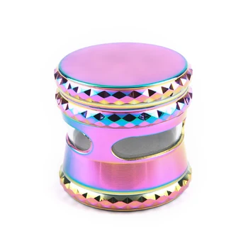 

Asia sales hot style, rainbow ice blue 63MM diamond three hole, four hole grass shredder, easy to carry use free delivery