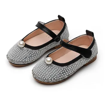 

2020 Autumn Kids Shoes Girl's Shoes Flats Hook & Loop Crystal Fashion Sweet All-match