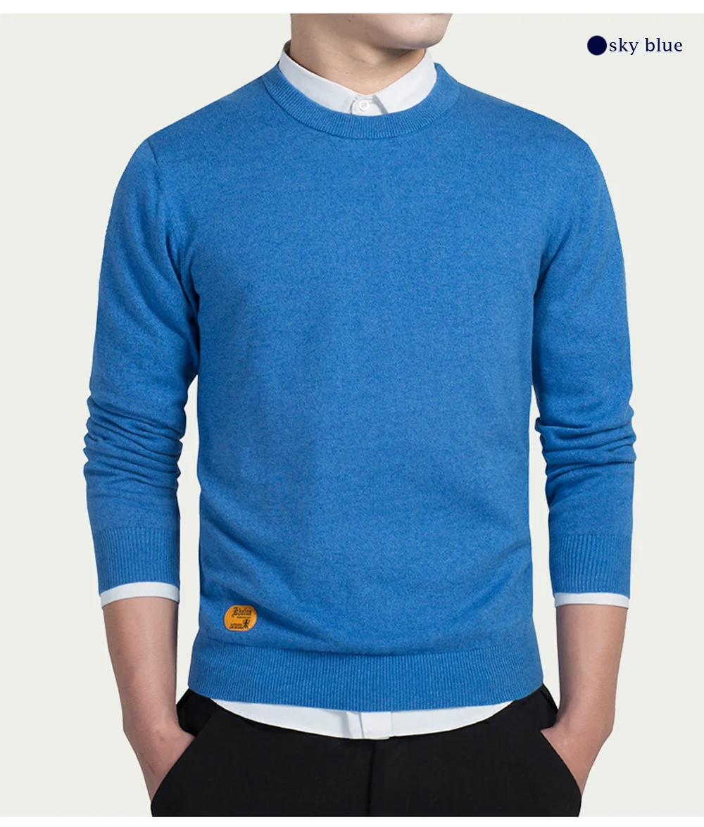 Varsanol мужской s хлопковый свитер пуловеры мужские с круглым вырезом свитера джемпер осень тонкий мужской однотонный трикотажная одежда