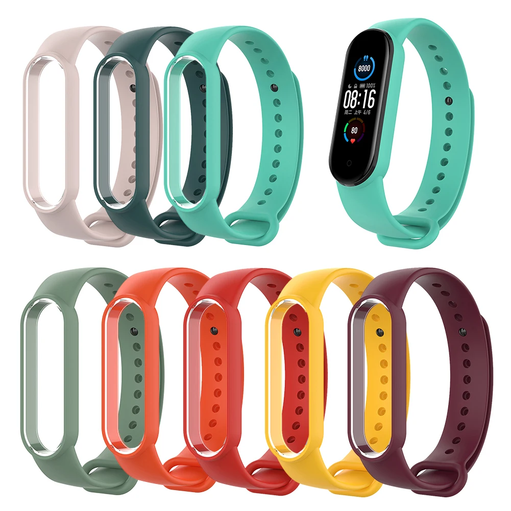 8 шт. силиконовый Смарт Браслет ремешок для Mi Band 5/Mi 5 NFC Замена ремешка спортивные