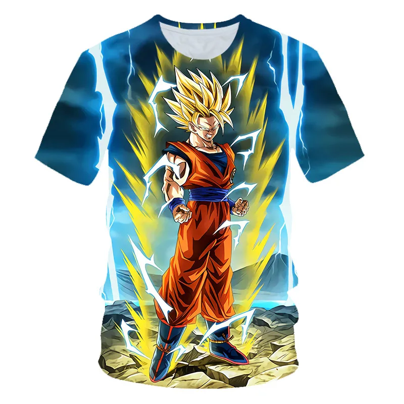 Мужские летние футболки с 3D принтом «Dragon Ball Z», «Super Saiyan Son Goku», «Black Vegeta», «Битва с драконом», Повседневная футболка, топы, футболки для детей - Цвет: picture color