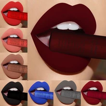 

QIBEST Matte Liquid Lip Gloss Lipstick Waterproof Long Lasting Velvet Nude Red Lip Gloss Tint Black Colors Lipgloss Maquiagem