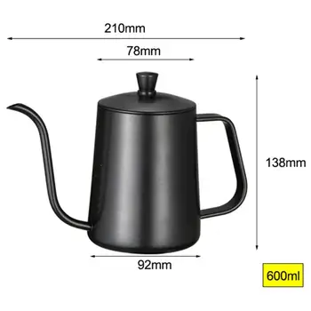 

Stainless Steel Mounting Bracket Hand Punch Pot Coffee Pots With Lid Drip Gooseneck Spout Long Mouth Coffee Kettle Teapot- 600ml