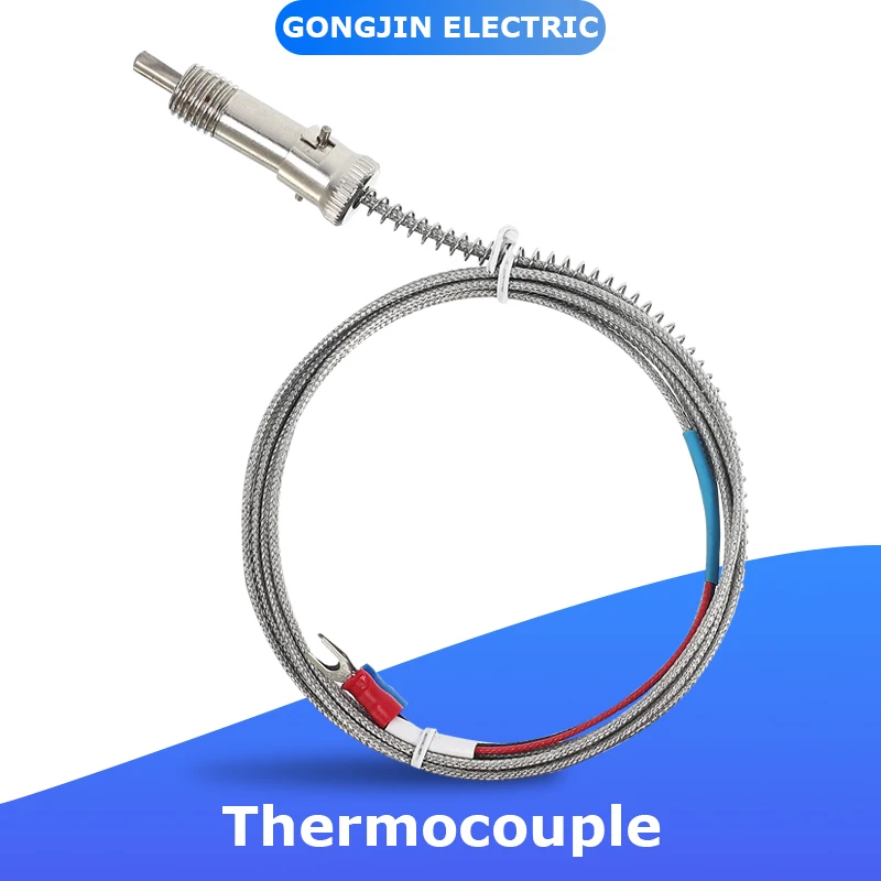 

Compressed Spring Fixing 0-400℃ 1M 3M 5M Shielded Wire M8 M12 K Type Thermocouple Temperature Sensor