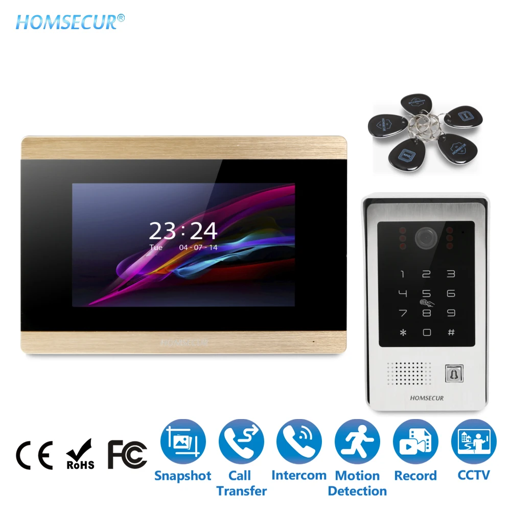 

Shipping from the EU HOMSECUR 7" Wired Video Door Phone Intercom System+RFID Access for Apartment BC091+BM715-G
