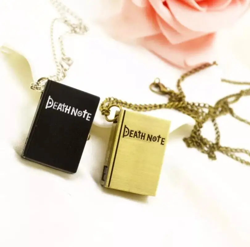 

Vintage Unique Bronze Quartz Open Death Note Pendant Necklace Pocket Watch Gift