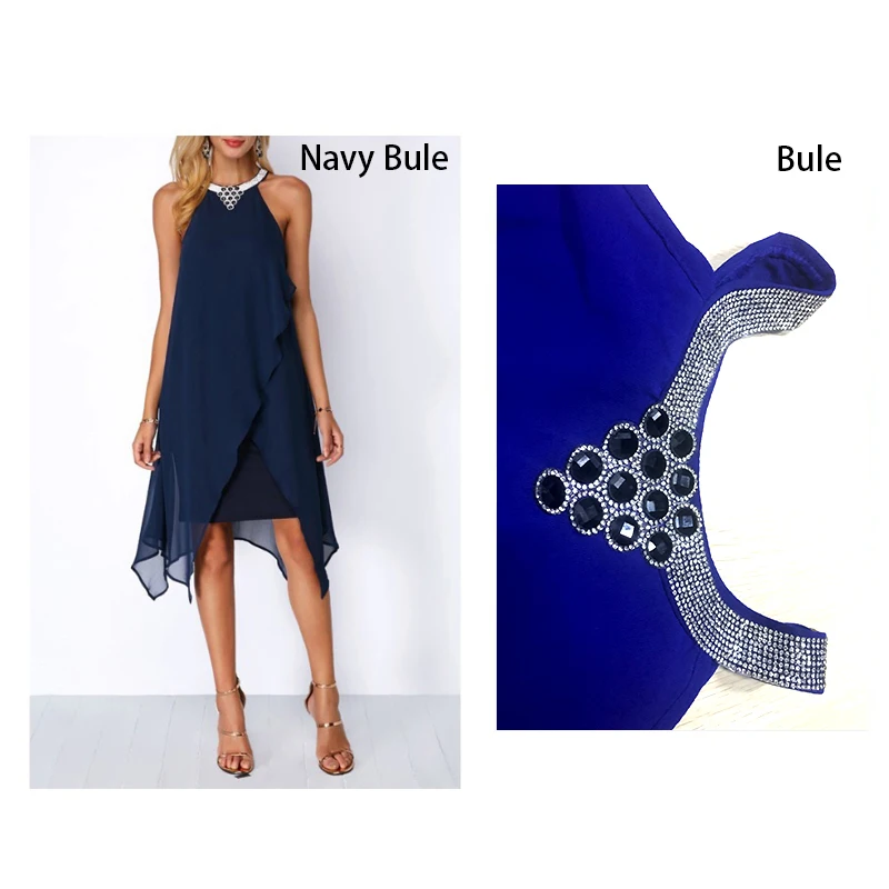 Suzhan 2019 Sexy Women Irregular Dress Halter Neck Sleeveless Solid Summer Dresses Loose Dress