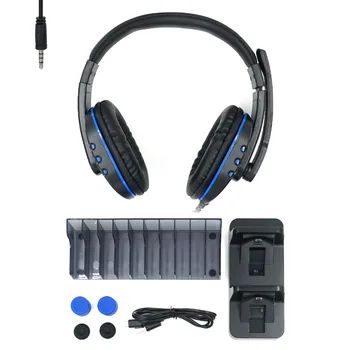 

5 IN 1 PS4/PS4 Slim/PS4 Pro with Dual Charger Charging Dock/Cable Mic Headset Headphone Game Disc Storage Stand Silicon Cap