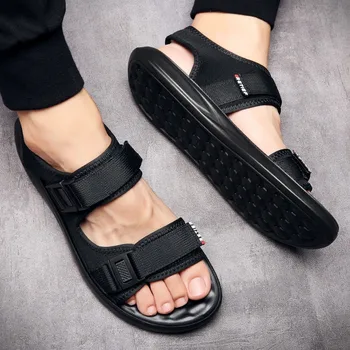 

2020 Summer Mens Casual Antiskid Beach Seaside Hoop Loop Sandals Light Soft Concise Comfortable Adjustable Shoes