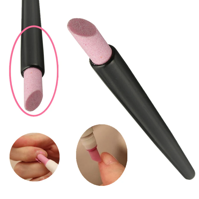 Сливовый 1pc Quartz Stone Nail Cuticle Remover Dead Skin Pusher Trimmer Pen Scrub Manicure Nail Care Tool - Цвет: Сливовый