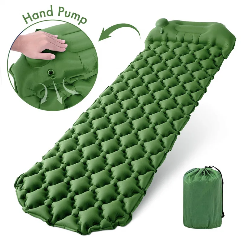 Сверхлегкий туристический коврик со встроенным насосом надувной с подушкой для