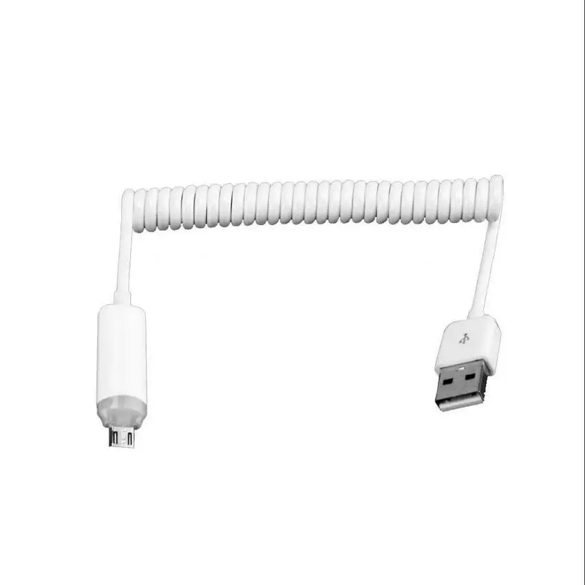 Спиральный USB2.0 A штекер для Micro USB B 5Pin адаптер пружинный кабель шнур 1 метр|Кабели