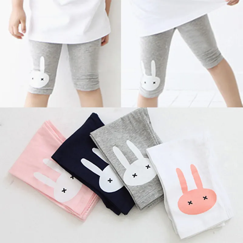 Summer 2 3 4 5 6 8 10 Years Baby Children Candy Color Basic Capri Thin Rabbit Print Little Kids Girls Knee Length Leggings girls pants,girls trousers,kids pants