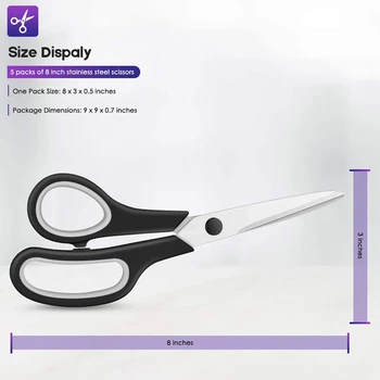 

20Pcs 8Inch Multipurpose Scissors, Soft Comfort-Grip Handles Stainless Steel Sharp Scissors for School Office Home