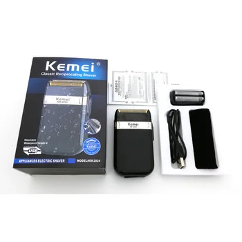 

KEMEI KM-2024 USB Charging Electric Shaver for Men Reciprocating Blade Razor Shaver Washable Beard Trimmer Shaving Machine
