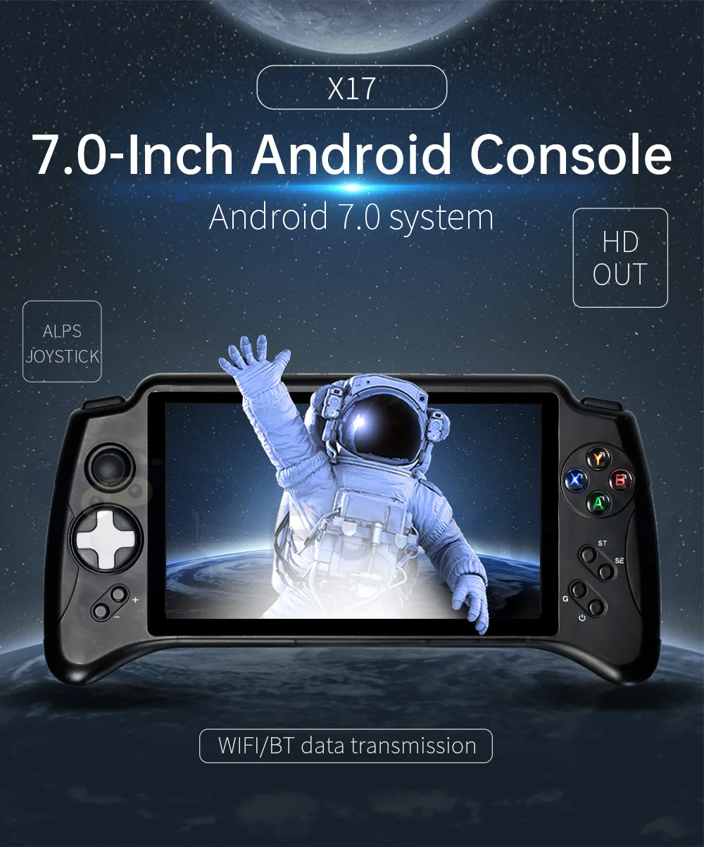 POWKIDDY New X17 Android 7.0 Handheld Game Console 7-inch IPS Touch Screen MTK 8163 Quad Core 2G RAM 32G ROM Retro Game Players