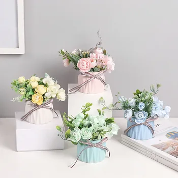 

Nordic Ceramics Dried Flower Vase Simulation Flower Pot Ornaments Bonsai Interior Table Decoration Accessories