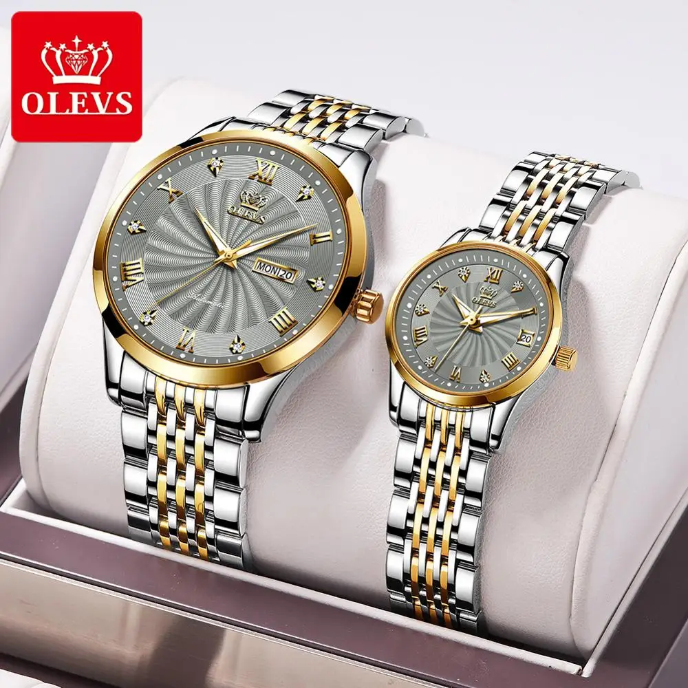 OLEVS-relojes mecánicos automáticos para hombre y mujer, cronógrafo mecánico de marca de lujo, resistente al agua, regalo de San Valentín - Imagen 4