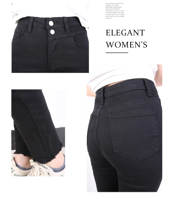LEIJIJEANS, новинка, большие размеры, женские черные джинсовые брюки, двубортные, модные, обтягивающие, для девушек, джинсы
