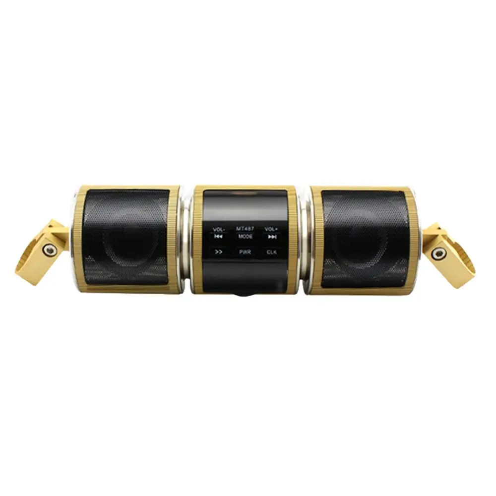 Мотоцикл аудио колонки Bluetooth Радио система руль крепление MP3 музыкальный плеер FM/AM USB TF - Color: gold