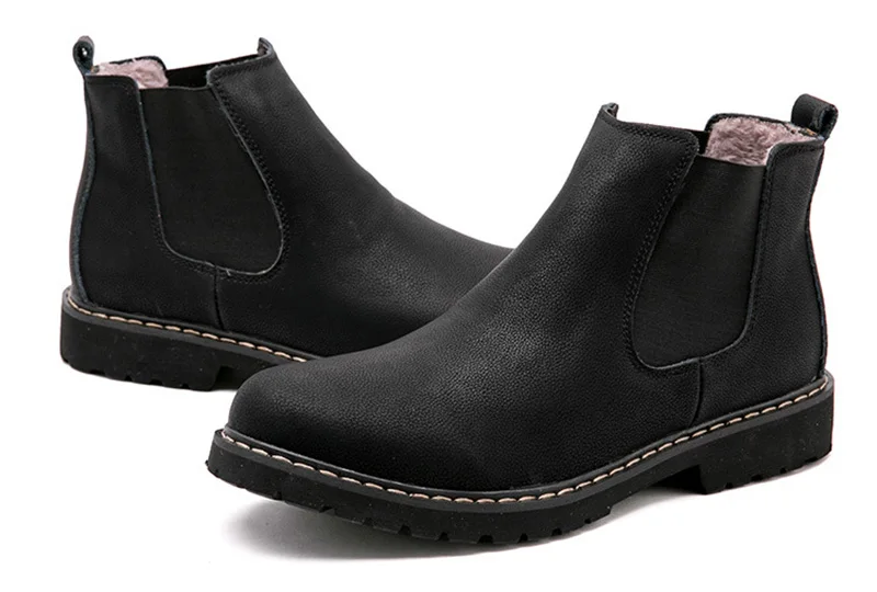 Модные ботинки «Челси» из натуральной кожи; Мужская зимняя обувь; осенне-зимняя теплая обувь; мужские ботильоны из воловьей кожи; Мужская Брендовая обувь; A1913