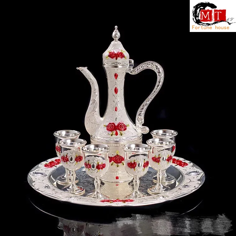 

Small Rose Wine Creative Liquor Set Wine with European Metal Wine Splitter Gifts Shot Glasses Set Wine Glass Set Home Bars