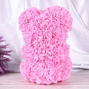 

Rose Bear Cute Love Flower Bear Artificial Forever Best Gift Graduation Gift Anniversary Birthday Valentines Gift(Pink)