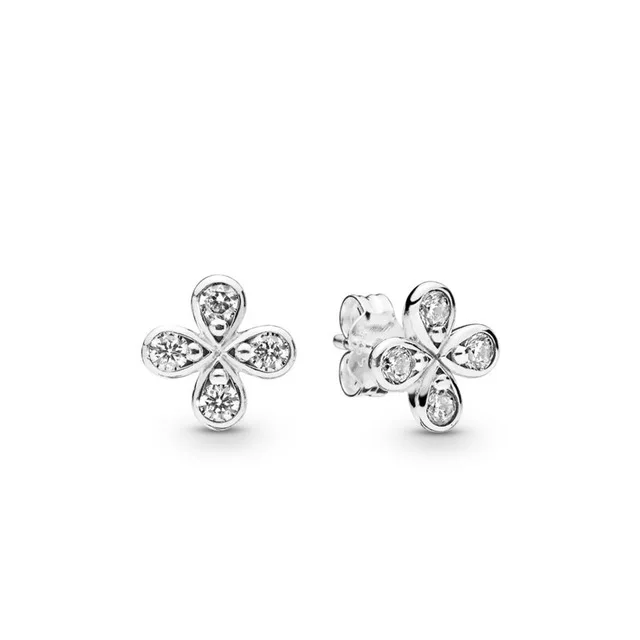 925 пробы серебро Новинка 297968CZ четырехлепестковые цветы серьги