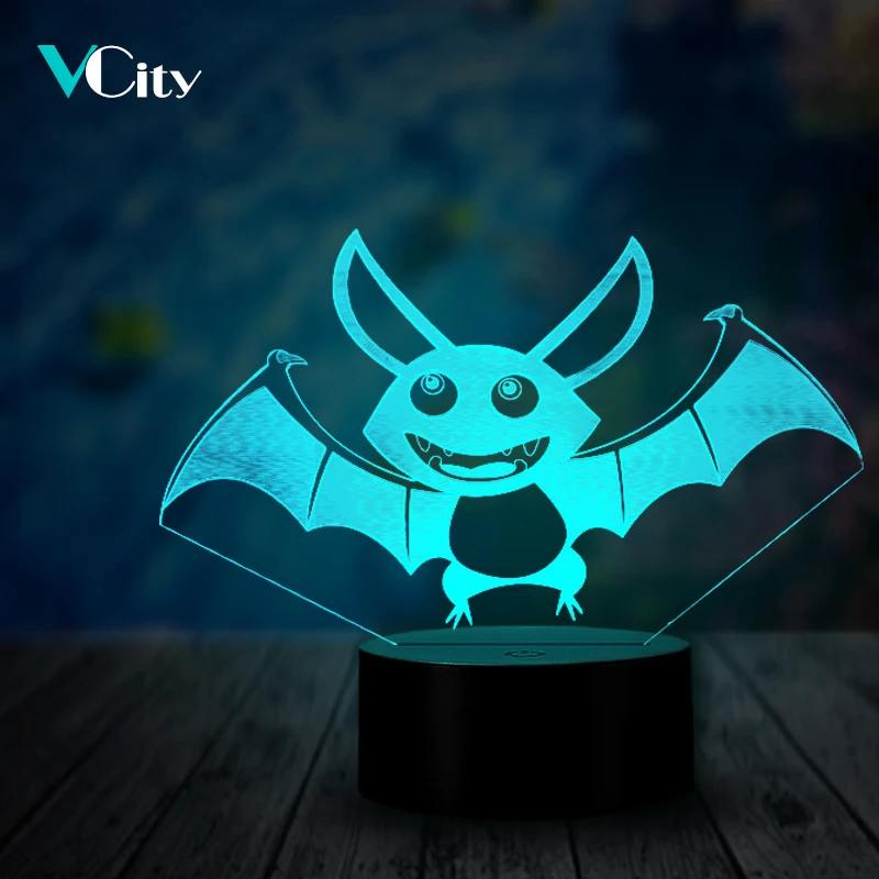 3d лампа VCity в форме летучей мыши мультяшный креативный ночной светильник с