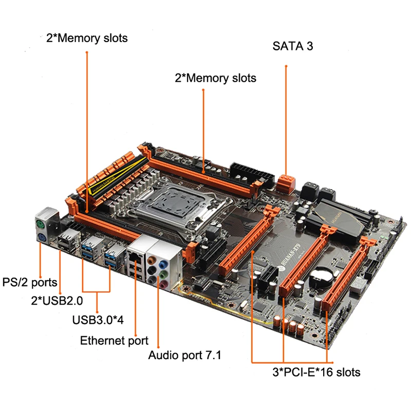 Материнская плата HUANANZHI с M.2 слотом Deluxe X79 с процессором Intel Xeon E5 2650 V2 ram 32G(4x8G) REG ECC