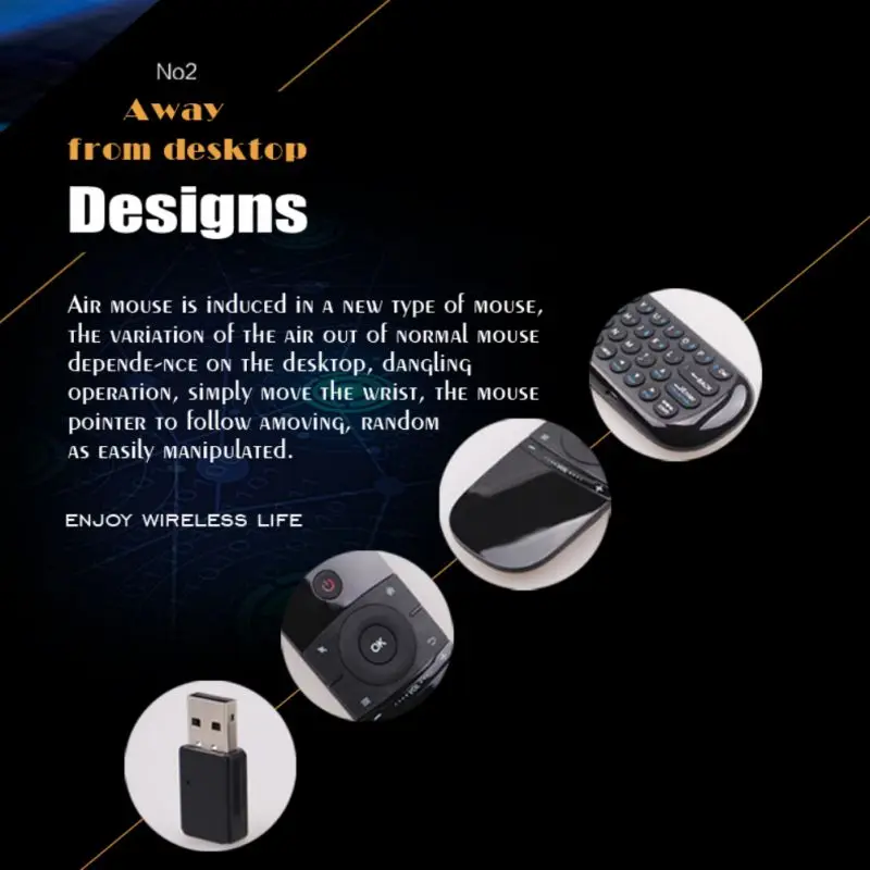 Мини беспроводной контроллер клавиатуры Air mouse Поддержка ИК обучения и движения зондирования Teclado