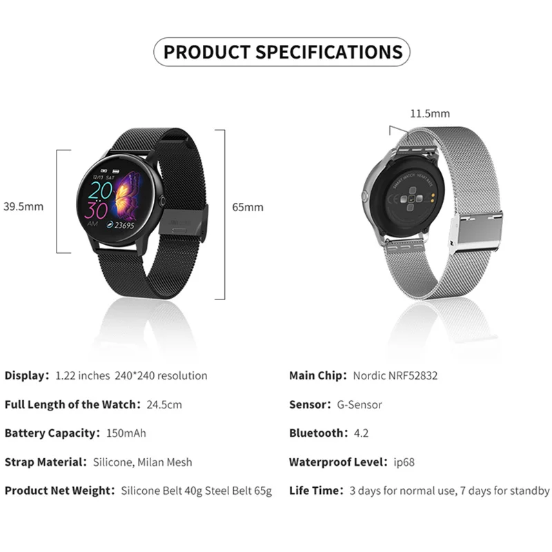 Skup Inteligentny zegarek DT88 + pasek + Eaphone zestaw Smartwatch kobiety mężczyźni pulsometr IP68 wodoodporna opaska monitorująca aktywność fizyczną dla IOS Android