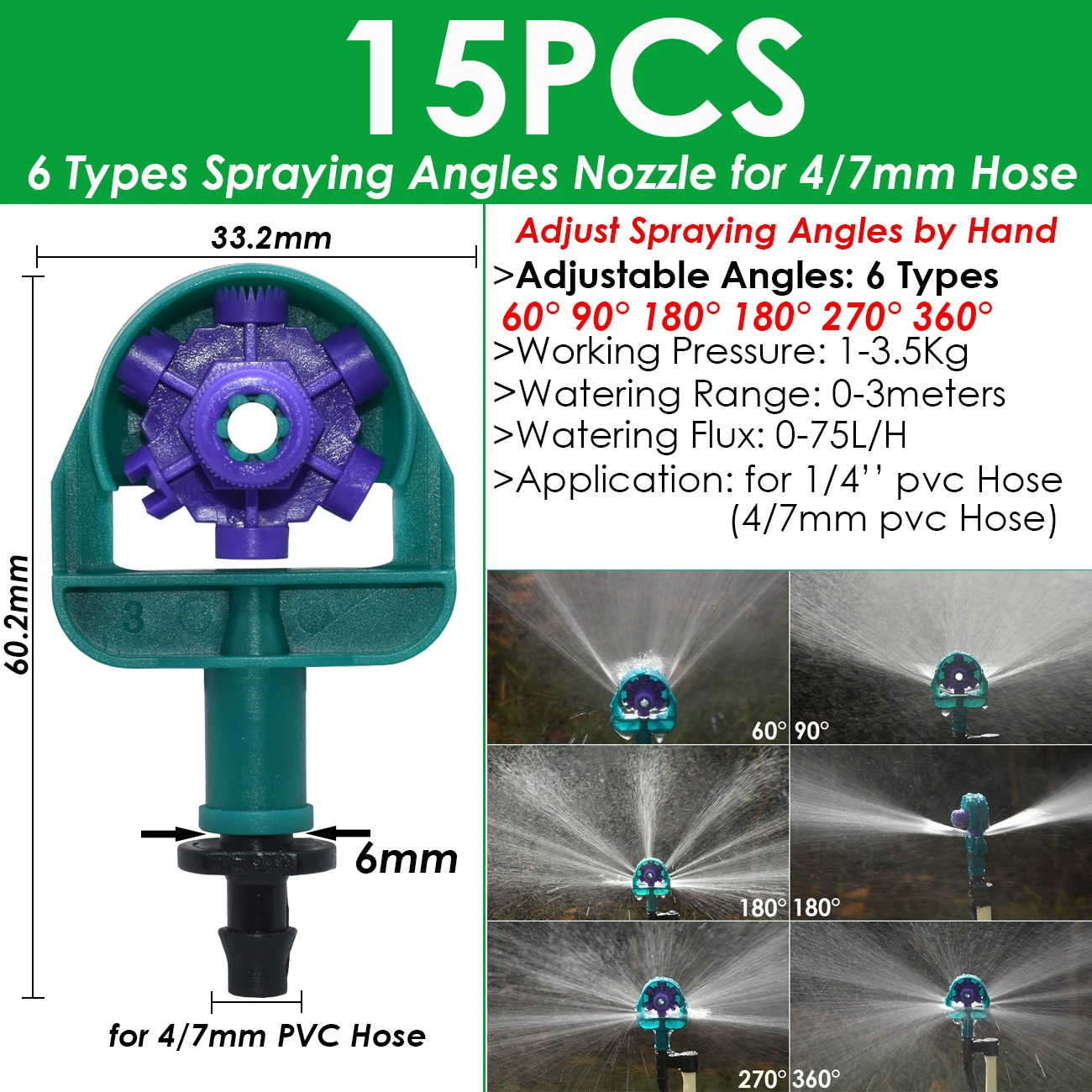 SPRYCLE 4/7mm Garden Adjustable Irrigation Stake Sprinkler Emitter Dripper Micro Spray Rotating Nozzle Watering Arrow Greenhouse 6