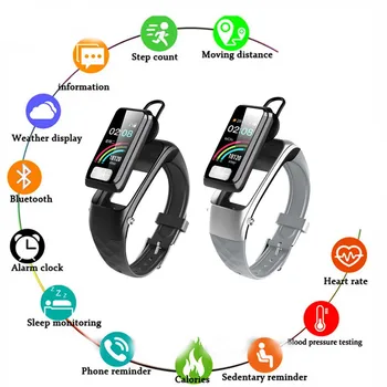 

Men Smart Bracelet Bluetooth Headset 2 In 1 ECG + PGG Heart Rate Oxygen Blood Blood Pressure Reminder Call Function H207 Watch