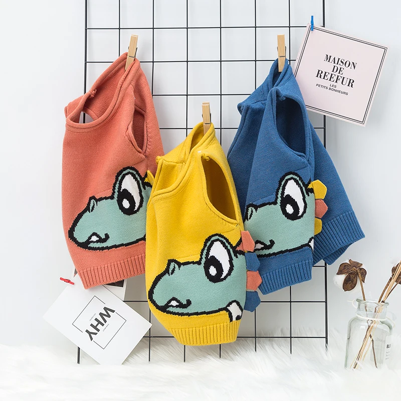 Детская одежда; сезон осень-зима; вязаные свитера для мальчиков; жилет с рисунком носорога; хлопковая зимняя одежда для девочек; свитер; жилет