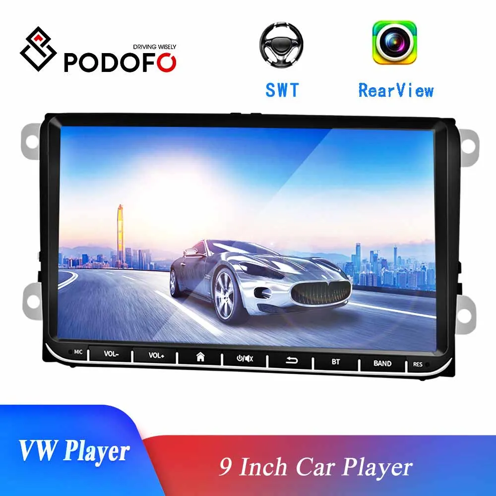 Podofo 9'' Inch Car Radios Mirror Link Touch Screen Multimedia MP5 Player For VW/Volkswagen/Golf/Passat/b7/b6/Skoda/Seat