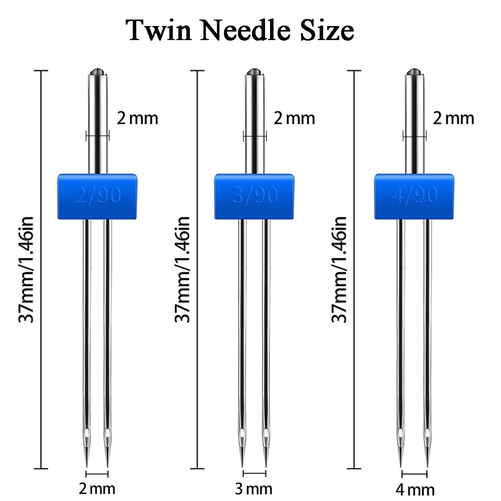 3 pcs Double Twin Needle Size 2.0/90 3.0/90 4.0/90 Needles Pins Sewing  Machine Good Crafted and DIY Ideas