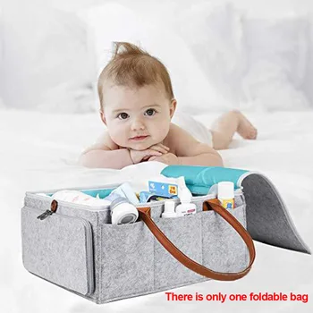 

Eco Friendly Practical Large Capacity Foldable Multipurpose Diaper Storage Bag Handheld Easy To Carry Detachable Cleaning Felt
