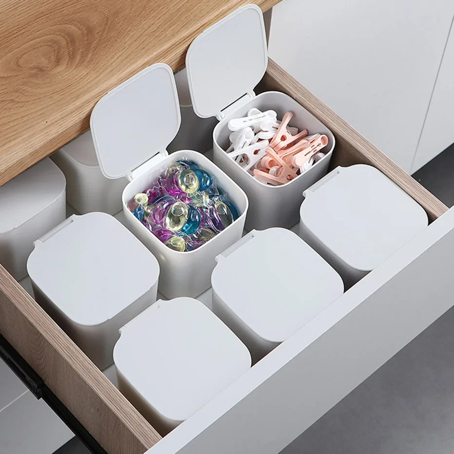 

Countertop Storage Box with Lid, Laundry Beads Container, Multi-use Laundry Powder Box with Lid, Washing Room Organizer