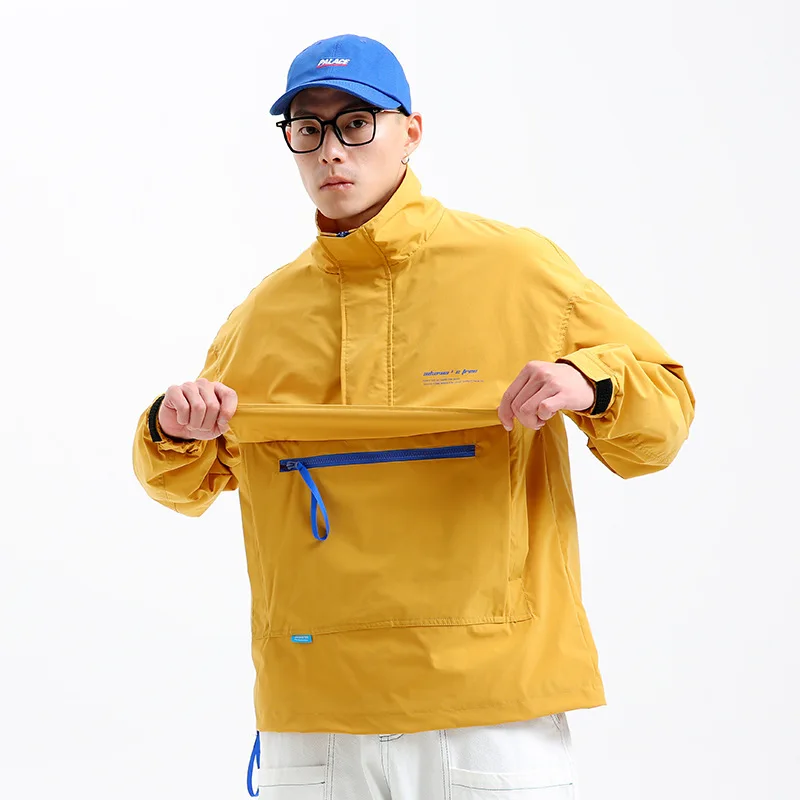 

Northern Boundary Men'S Wear 2020 Spring New Style Japanese-style Solid Color Loose-Fit Stand Collar Pullover Jacket Men's Popul
