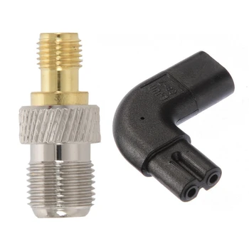 

1 Pcs Rf Coaxial Coax Adapter Sma Female To F Female & 1 Pcs Iec320-C8 Male To C7 Female Sided Angled Power Adapter