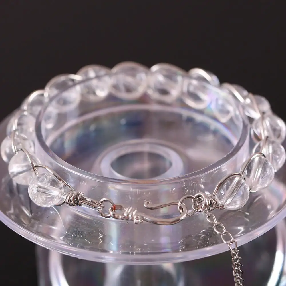 Очаровательные Круглые бусины браслет натуральный камень белый кристалл Энергетический Браслет серебряная проволока обернутый для женщин ювелирный подарок 1 шт. H083