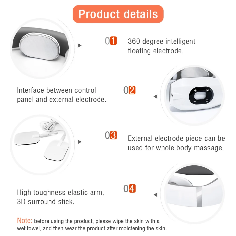 Neck Massage Instrument Electromagnetic Shock Pulse Cervical Physiotherapy Instrument with Heating Function Cervical Massager
