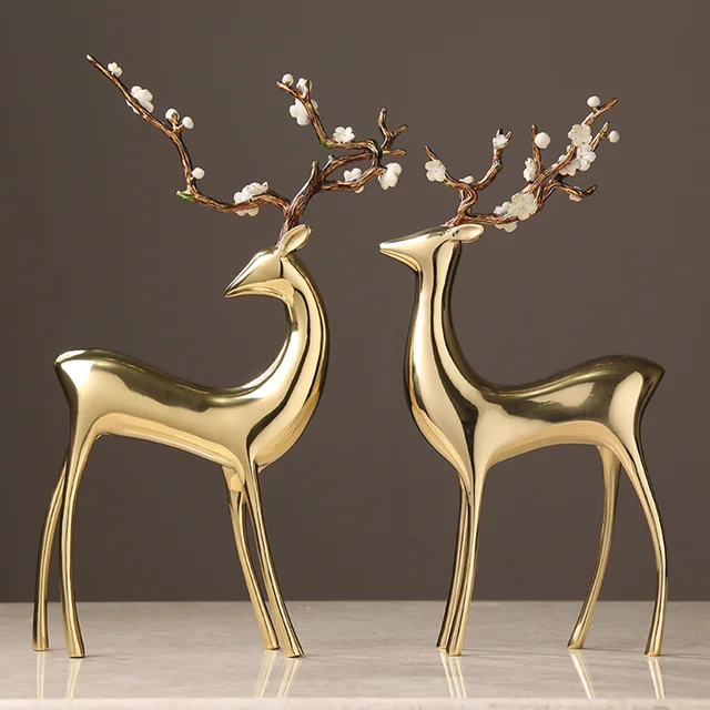 Brass Deer Statue Copper Elk Figurine Freezy World Freezy World