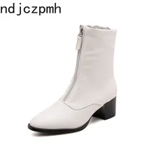 Женские ботинки новая модная зимняя женская обувь с круглым носком, на молнии, с плюшевой подкладкой, на среднем каблуке размер 34-50, высота каблука 5,5 см